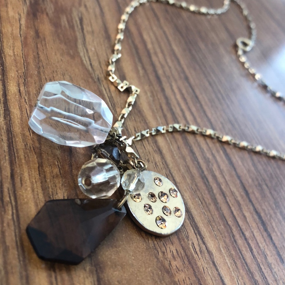 BEAUTIFUL GOLD AND BROWN BEADED NECKLACE